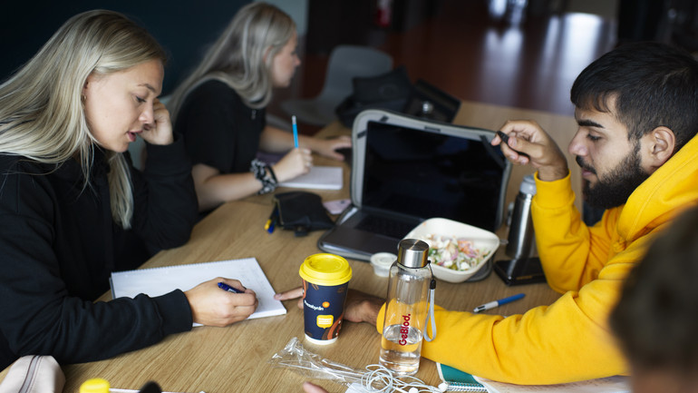 studenter diskuterar