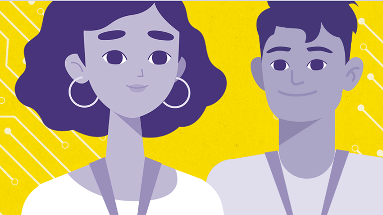 Tecknad bild av två digimentorer.