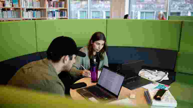 Students in the Orkanen Library