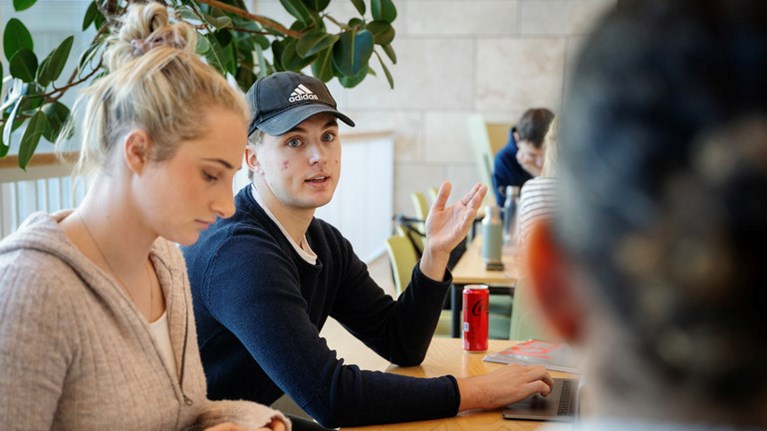 En grupp människor som sitter runt ett träbord.