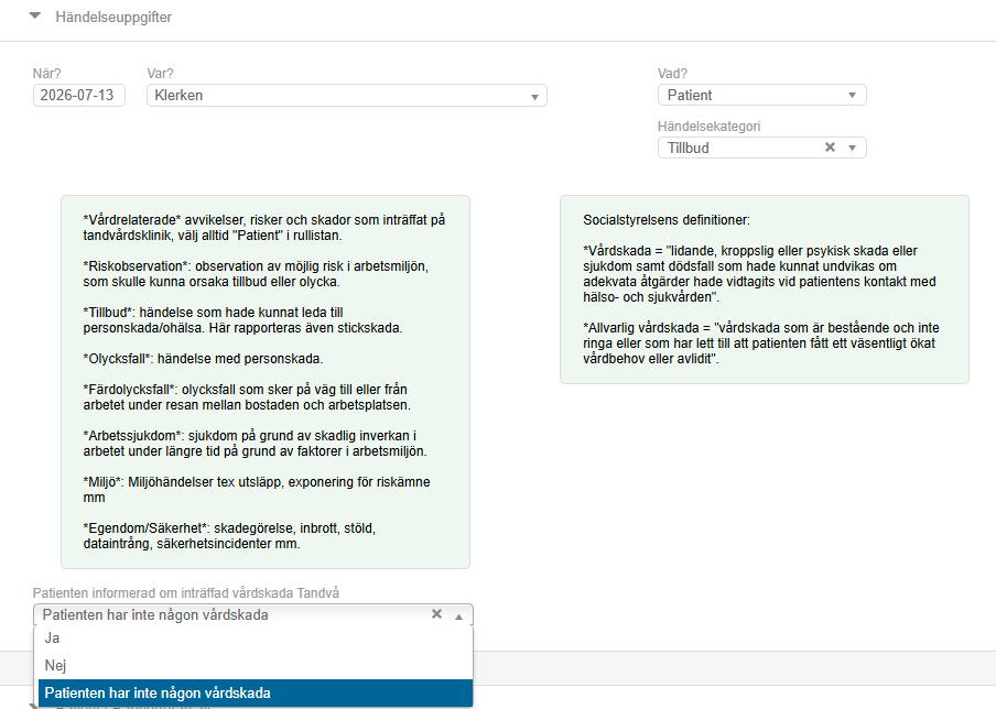 Skärmbild från IA-systemet.