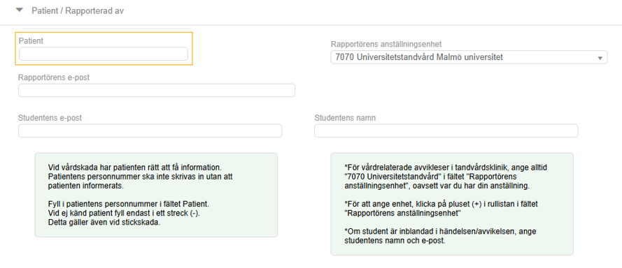 Skärmbild från IA-systemet.
