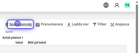 Spara genväg hittar du längst till vänster i sidmenyn.