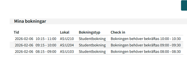 Mina bokningar i Timeedit.